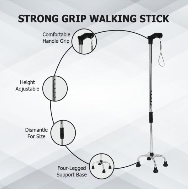 Kossto Height Adjustable Walking Stick for Men & Women - Image 4