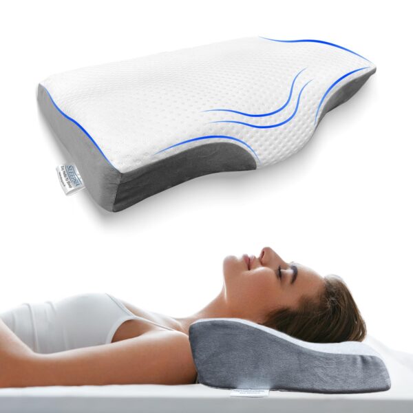 Sleepsia Memory Foam Pillow, Contour Cervical Pillow for Neck & Shoulder Pain